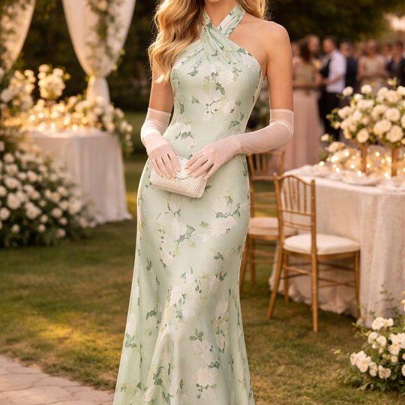 BHLDN Ruby Twist Halter Satin Gown - Picture 5 of 5